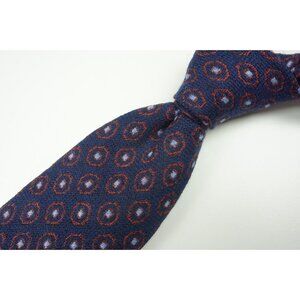 Cesare Attolini Berry Blue Red Woven Silk Blend Woven Tie BRAND NEW
